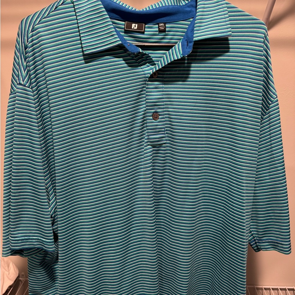 FootJoy Men's Blue Striped Polo Shirt